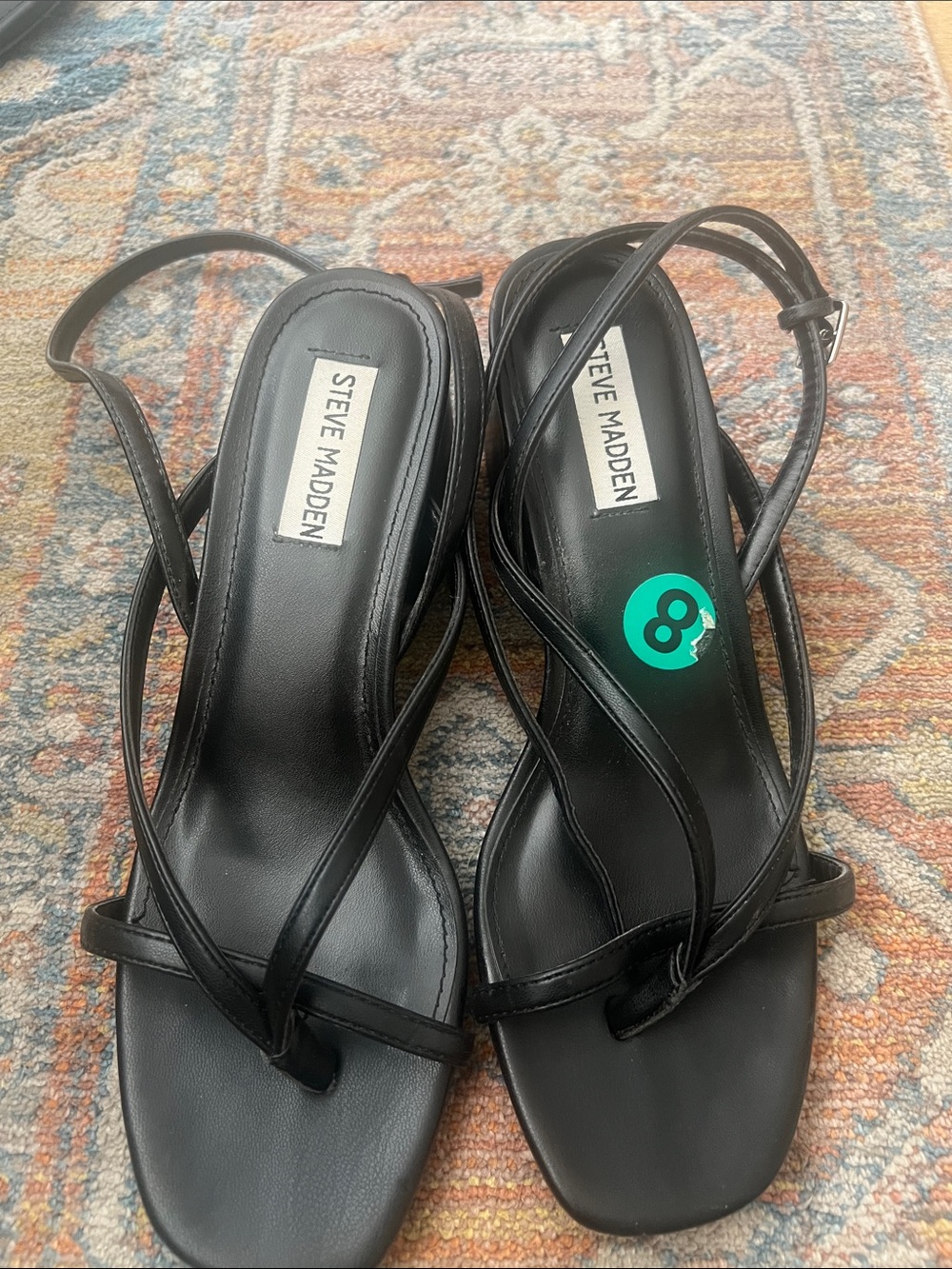 Steve Madden Black Strappy Toe-Loop Heels